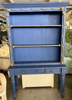 Nautical, Marine Blue 2 PC Console with Hutch