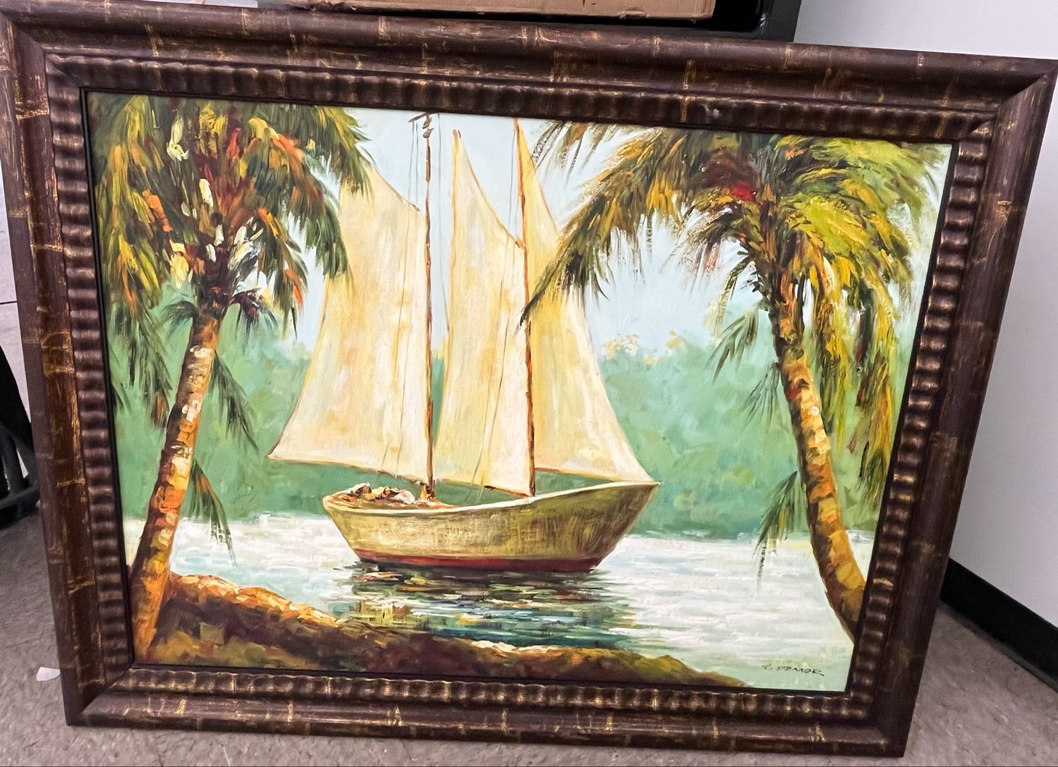 Large, Framed Acrylic Painting on Canvas Large, Framed Acrylic Painting on Canvas