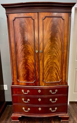 Flame Mahogany Chippendale Armoire by Baker Furniture