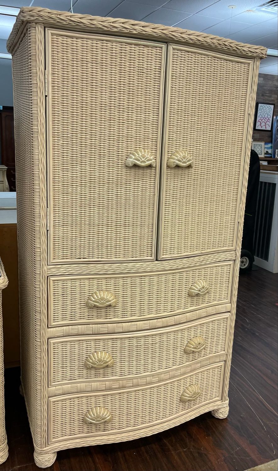 Pier 1 Whitewashed Wicker Armoire