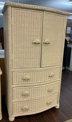 Pier 1 Whitewashed Wicker Armoire
