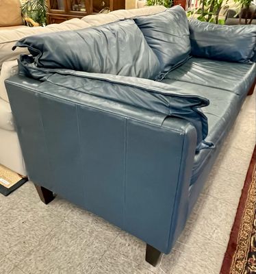 Navy Blue Contemporary Leather Sofa