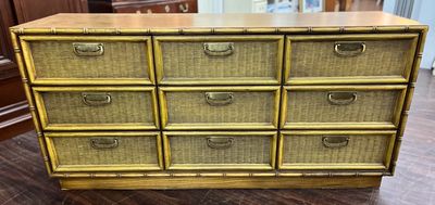 Vintage Faux Bamboo Nine Drawer Dresser