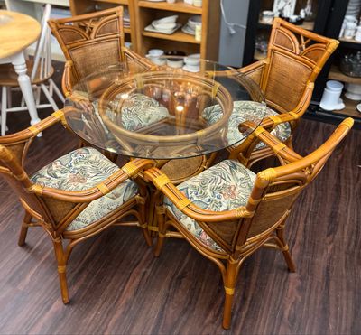 5 PC Vintage West Indies Rattan Dining Set