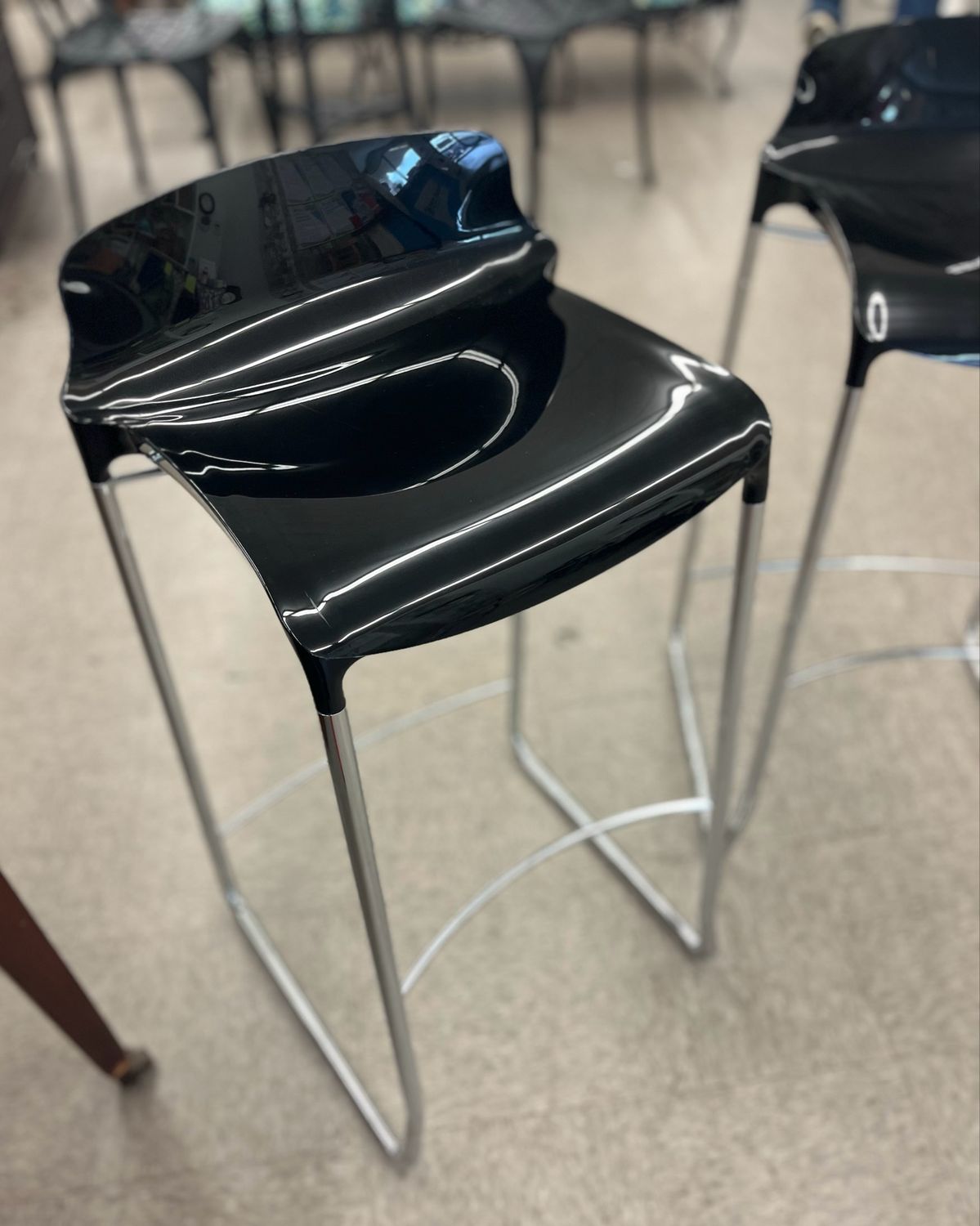 Contemporary Black Chrome Bar Stool