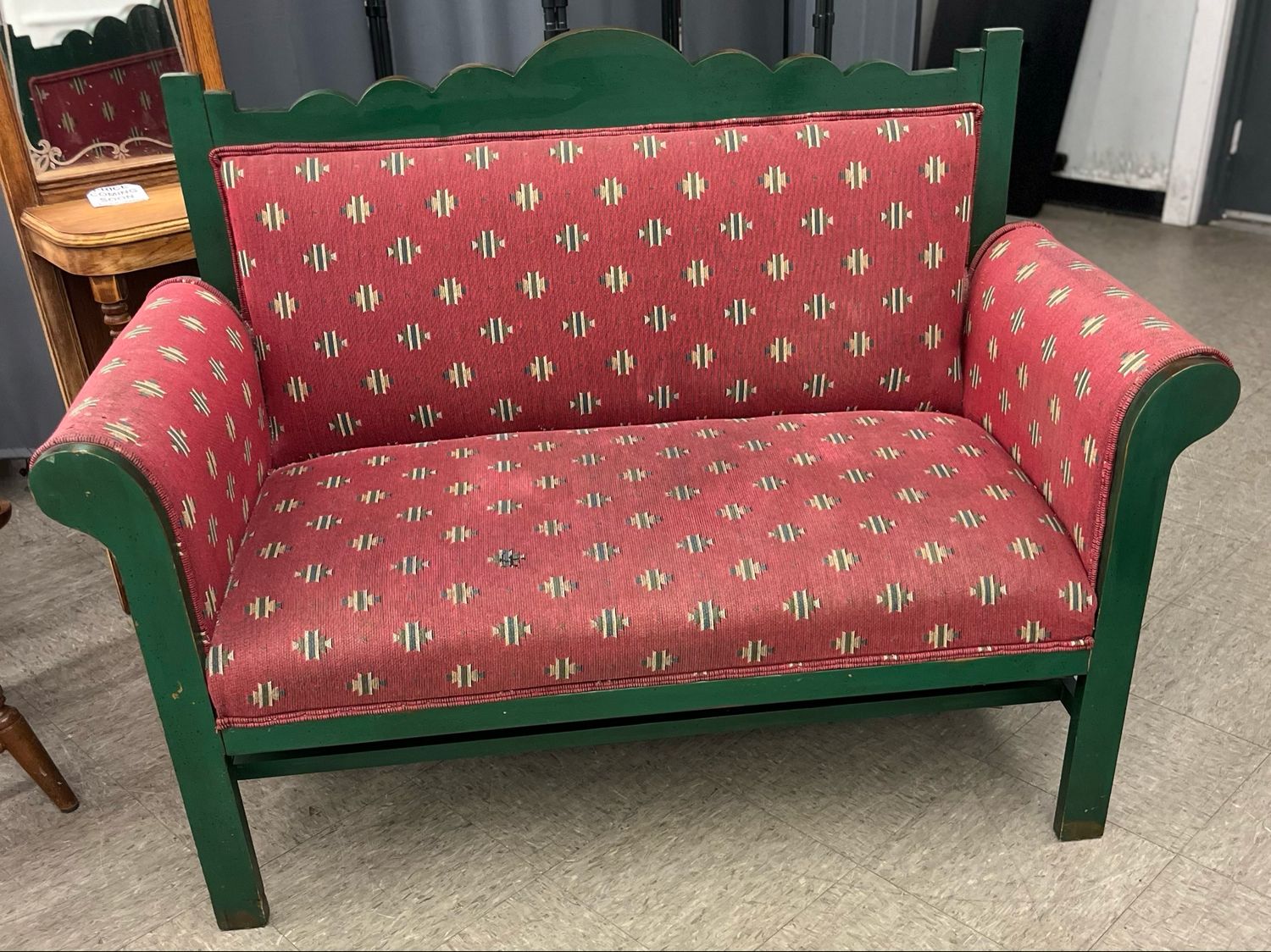 Fornasetti Style Folk Art Settee Bench