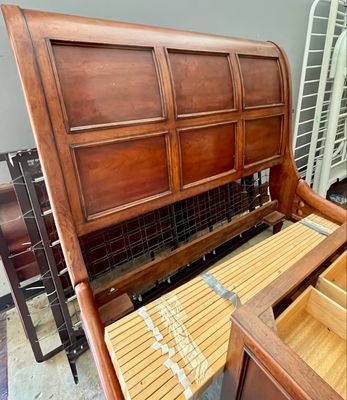 Queen Paneled Cherry Sleigh Bed &amp; 2 PC Armoire