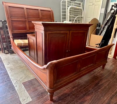 Queen Paneled Cherry Sleigh Bed + 2 PC Armoire