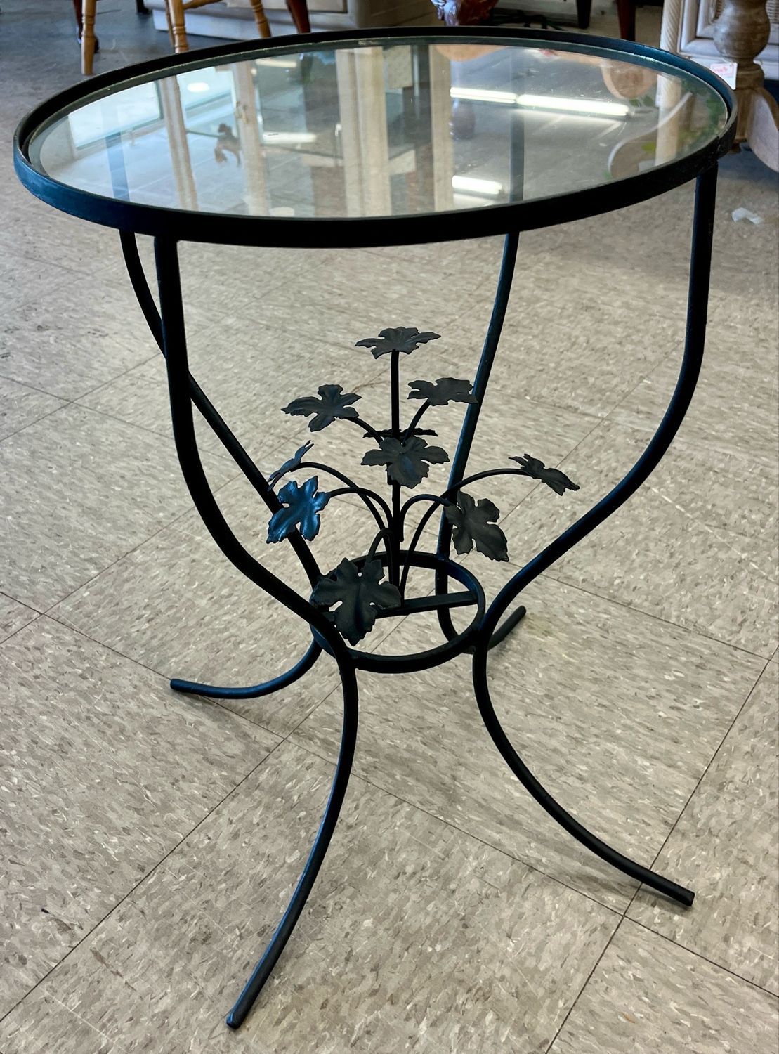 Hollywood Regency Glass Topped Side Table