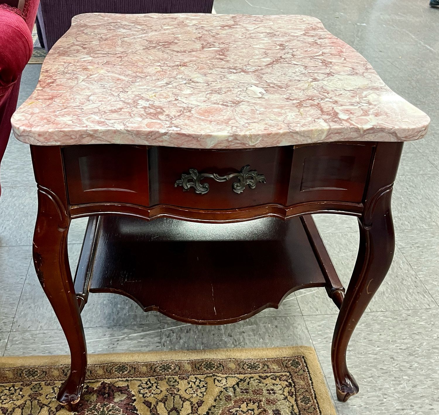 Vintage French Provincial Rose Marble End Table Vintage French Provincial Rose Marble End Table