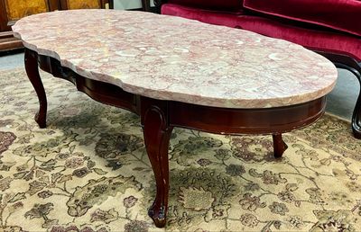 Vintage French Provincial Rose Marble Coffee Table