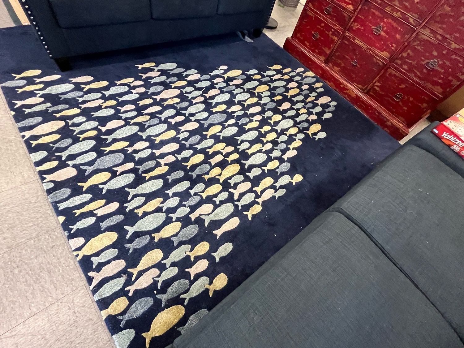 Fish Motif Wool Rug 8x11