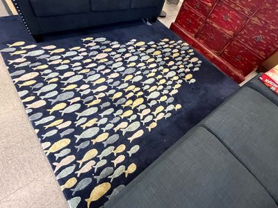 Fish Motif Wool Rug 8x11