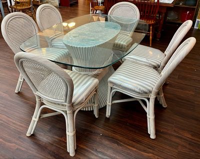 7 PC Hollywood Regency Sheaf of Wheat Dining Set