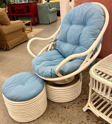 Rattan Swivel Rocker + Ottoman