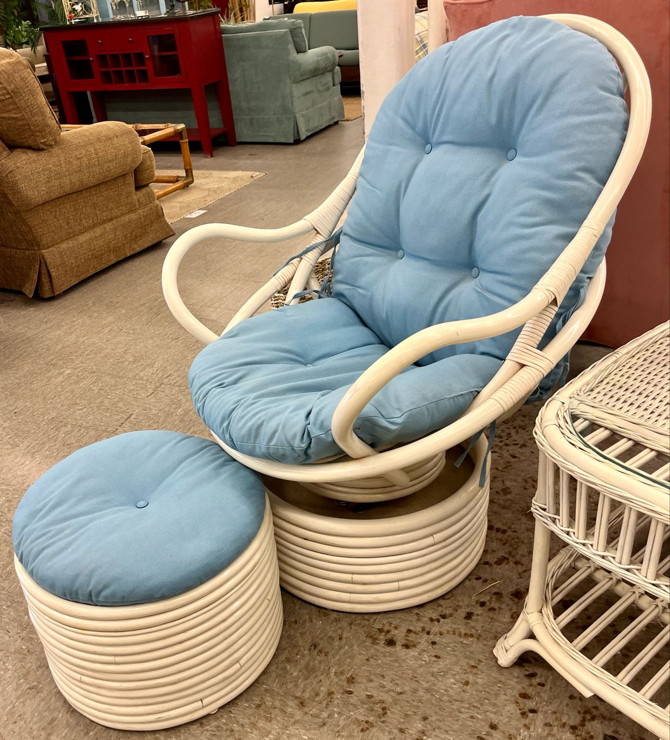 Rattan Swivel Rocker + Ottoman