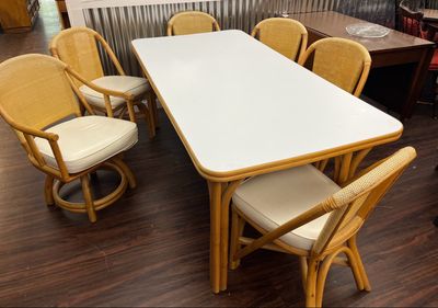 Vintage 7PC Rattan Dining Set
