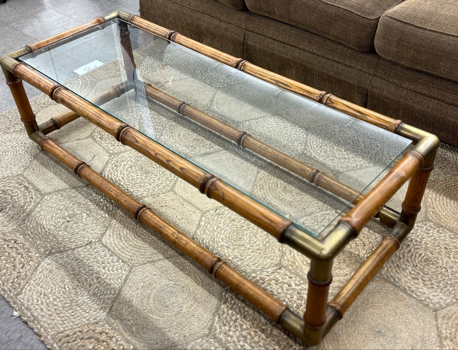 Vintage Bamboo Brass + Glass Coffee Table Vintage Bamboo Brass + Glass Coffee Table