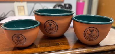 Vintage Terra Cotta Nesting 3PC Mixing Bowl Set