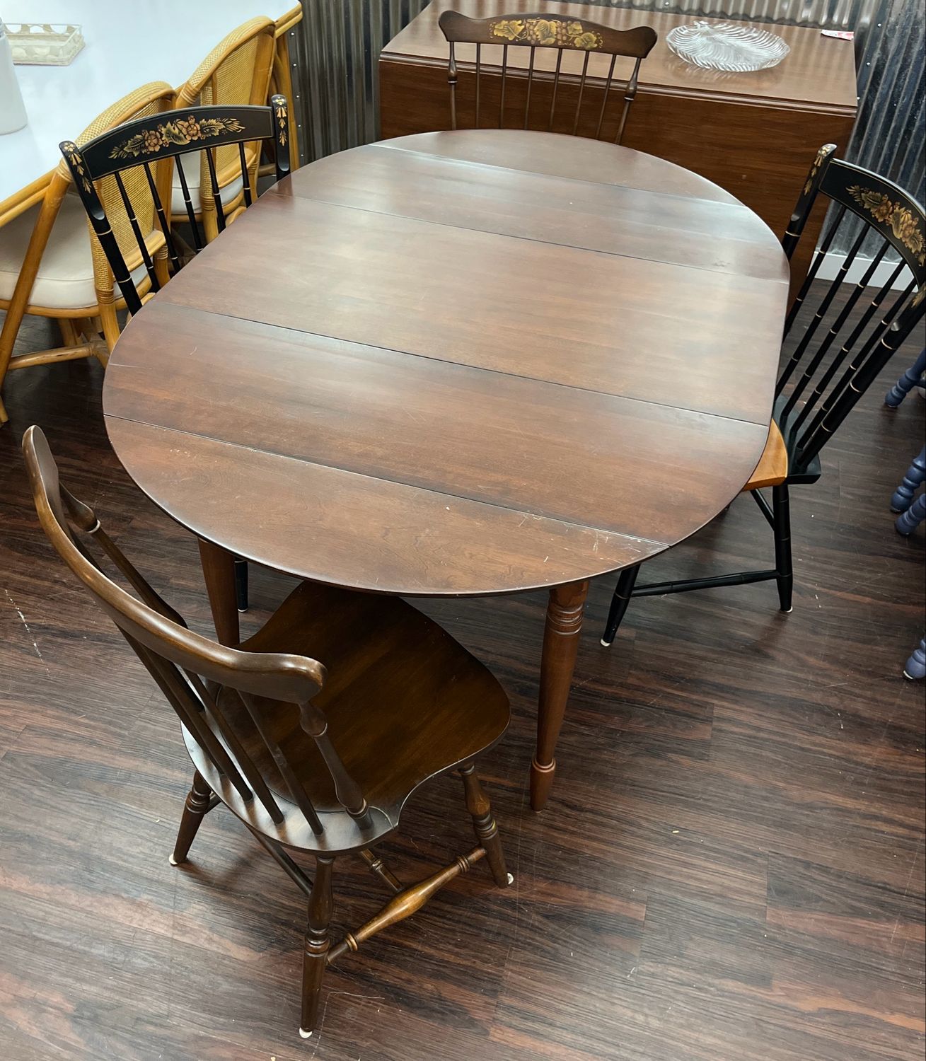 5 PC Hitchcock Drop Leaf Dining Set