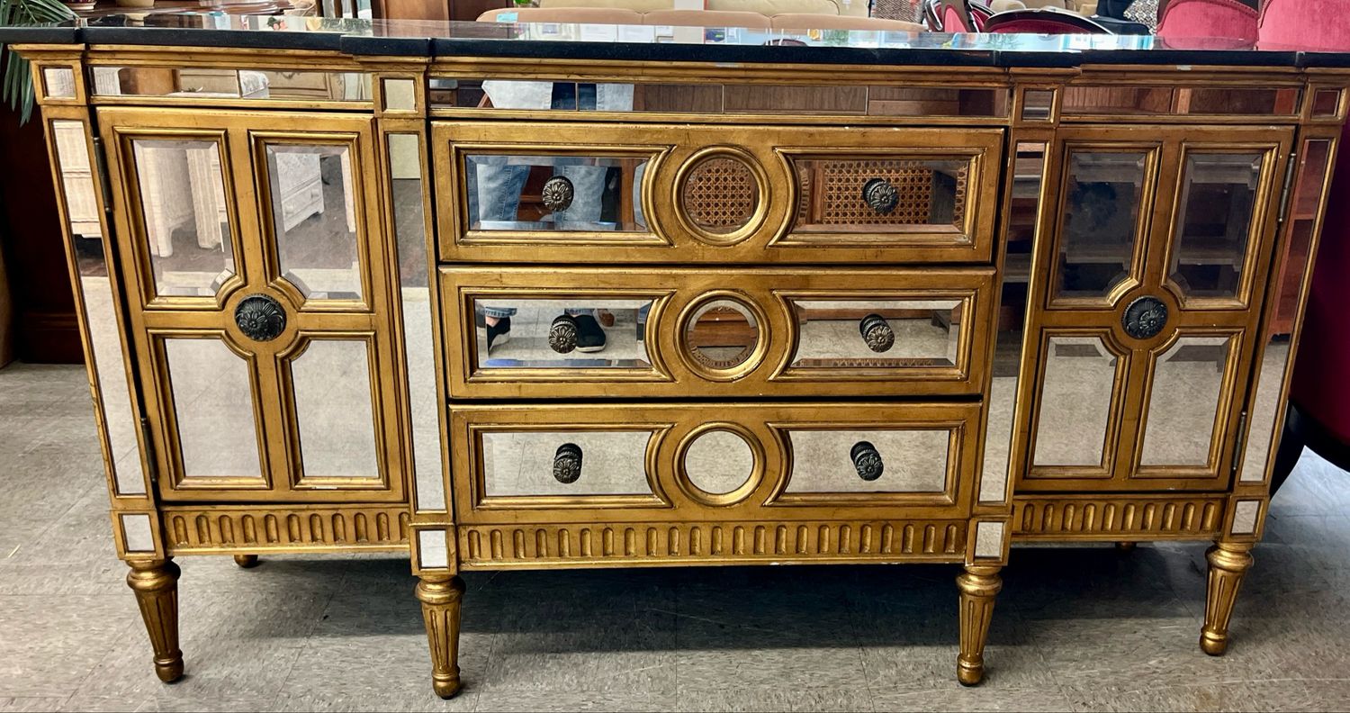 Golden Mirrored Console by Neiman Marcus for Horchow