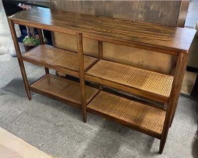 MCM Wood + Caning Shelf Unit