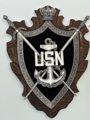 Vintage US Navy Cast Alloy Shield Wall Decor