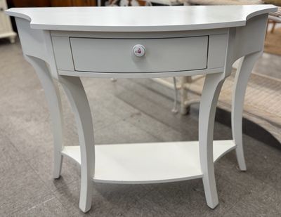 White Demi-Lune Console by Broyhill White Demi-Lune Console by Broyhill