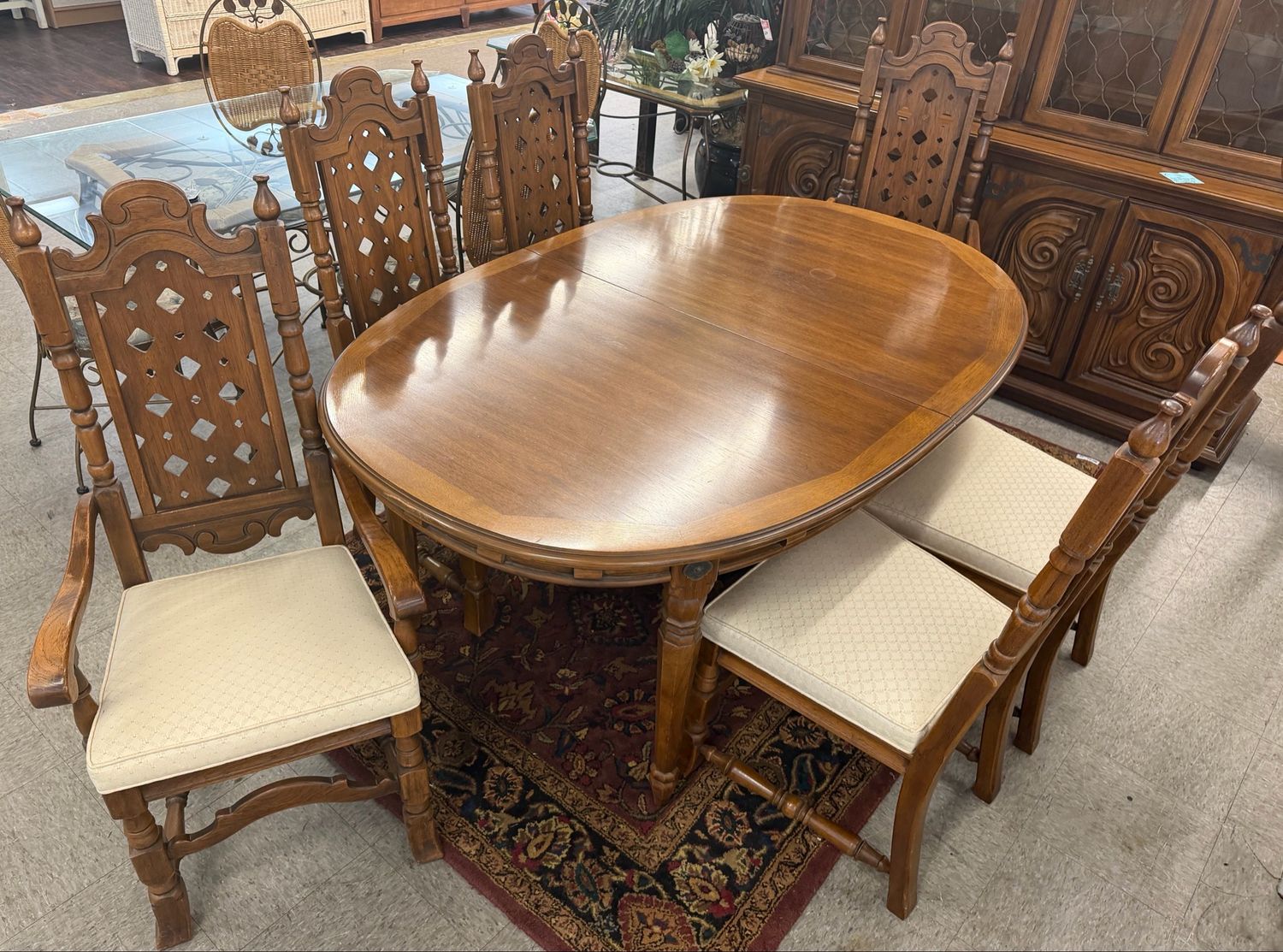 MCM Spanish Revival 9 PC Dining Set by Thomasville