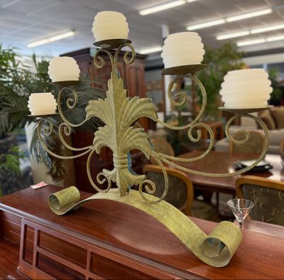 5 Arm French Metal Fleur de Lis Candelabra