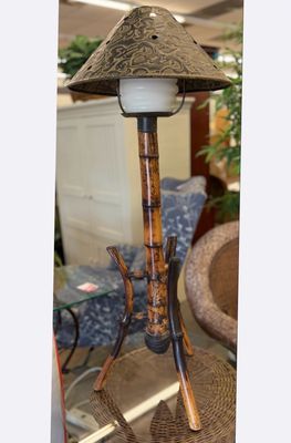 Bamboo Jungalow Candle Holder + Metal Shade