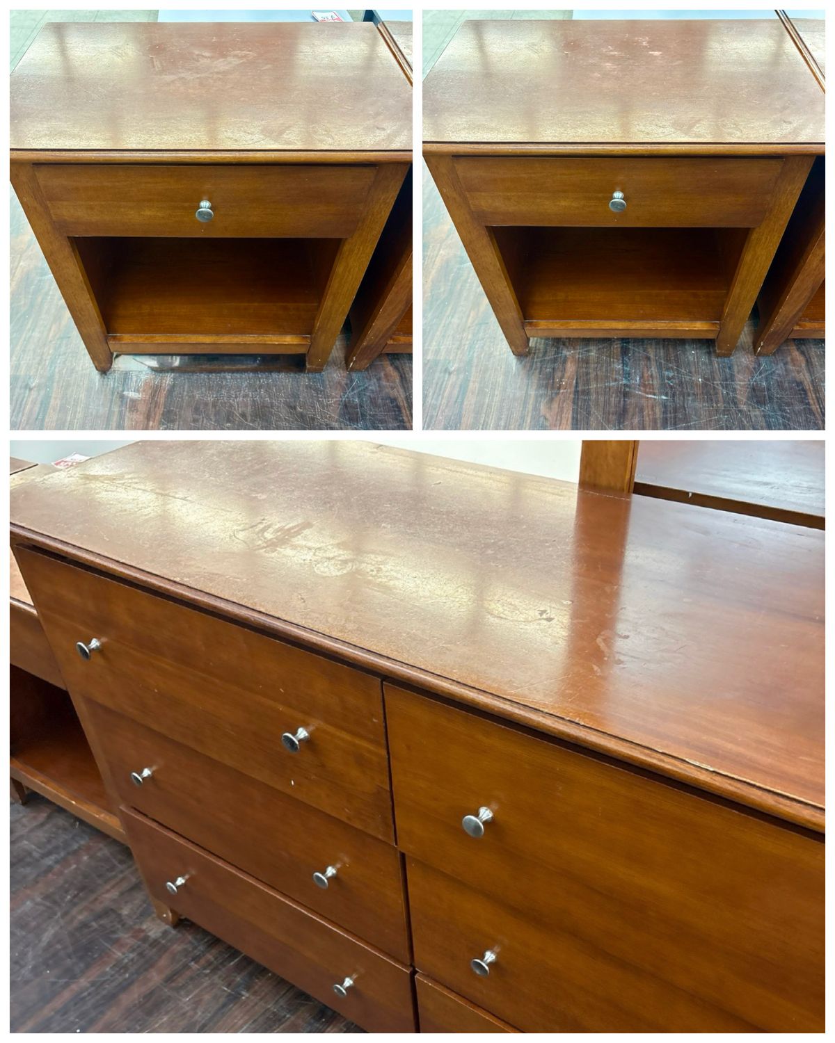 3 PC Solid Wood Dresser + Nightstands Set