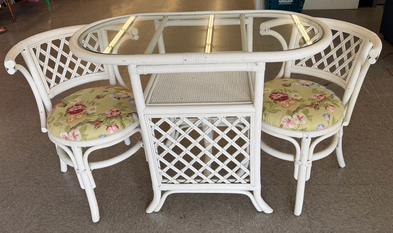 3 PC Vintage Rattan Honeymoon Dining Set
