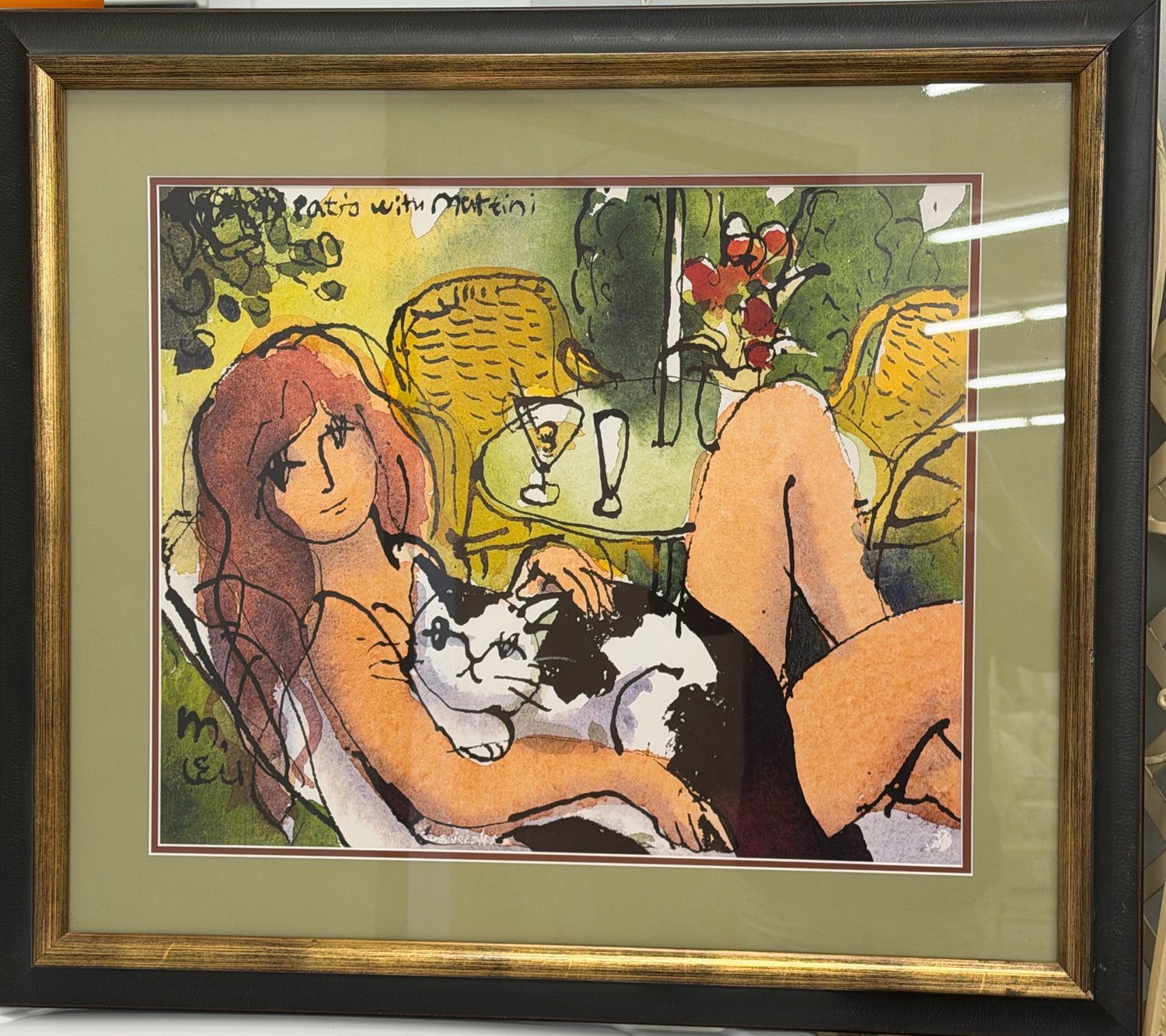 Patio With Martini Silkscreen Print by Michael Leu