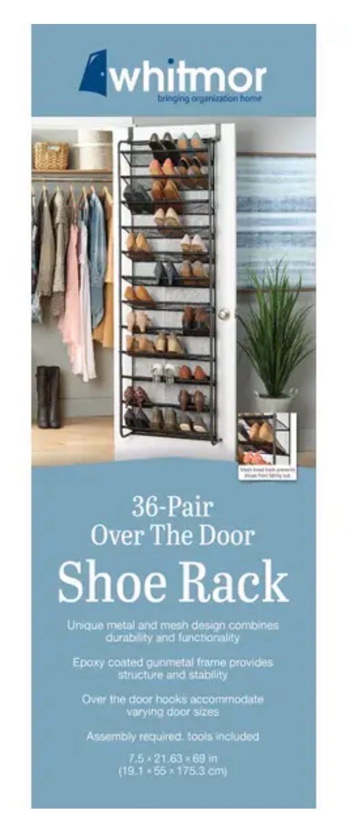 NIB Gunmetal Over Door Shoe Rack