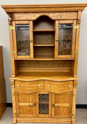 Vintage Honey Oak Cabinet Hutch