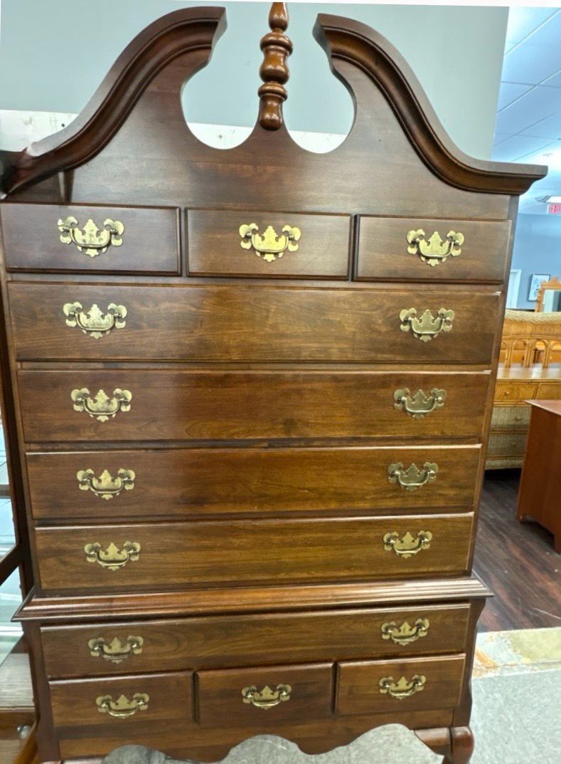 Vintage Queen Anne Cherry Highboy Dresser