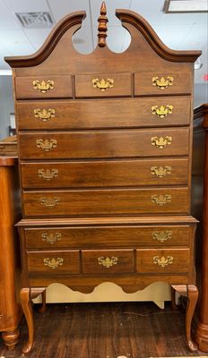 Vintage Queen Anne Cherry Highboy Dresser