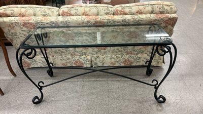 Wrought Iron + Glass Console Table