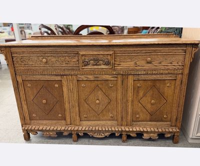 Antique Jacobean Carved Oak Sideboard