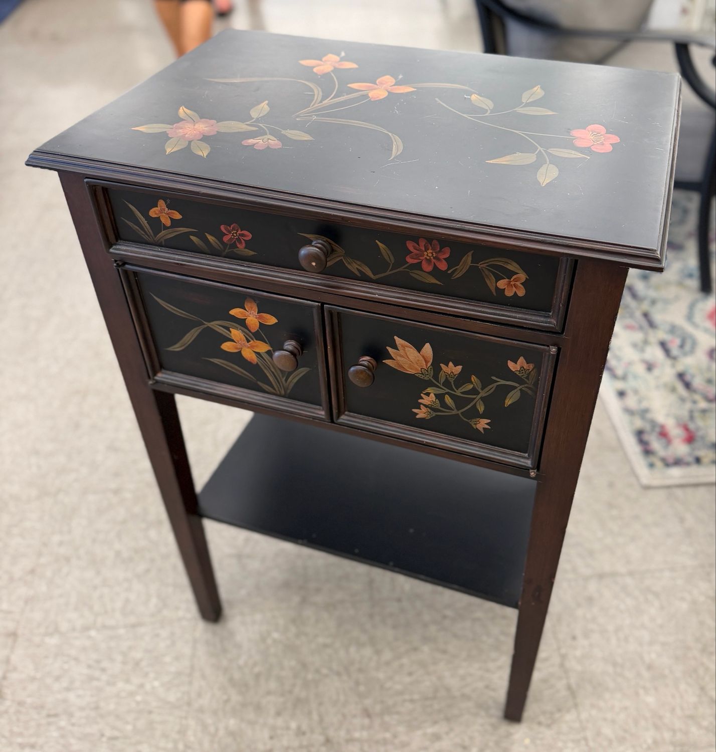 Chinoiserie Styled Hand Painted Side Table Chinoiserie Styled Hand Painted Side Table