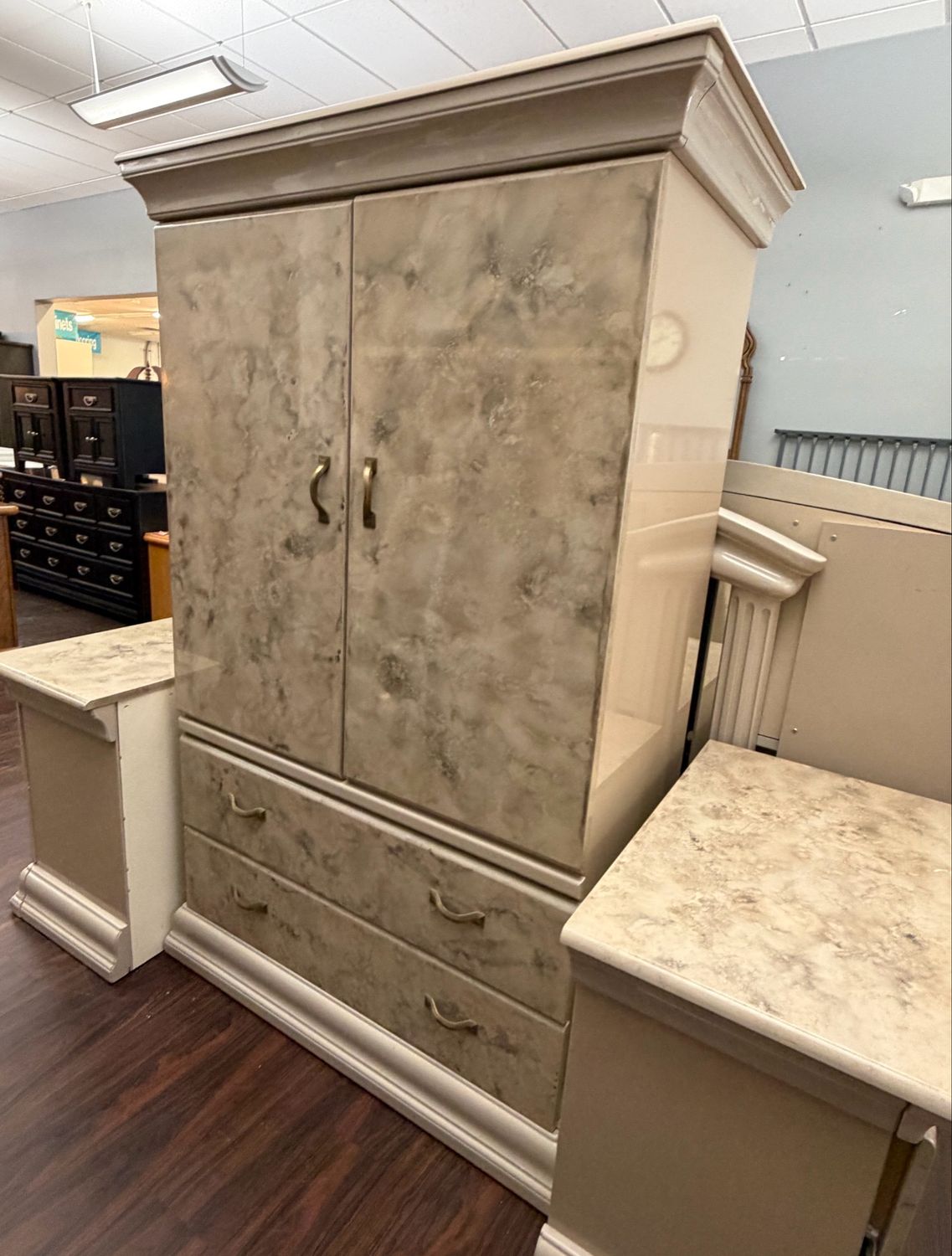 6PC Italian Lacquer Faux Marble Finish King BR Set