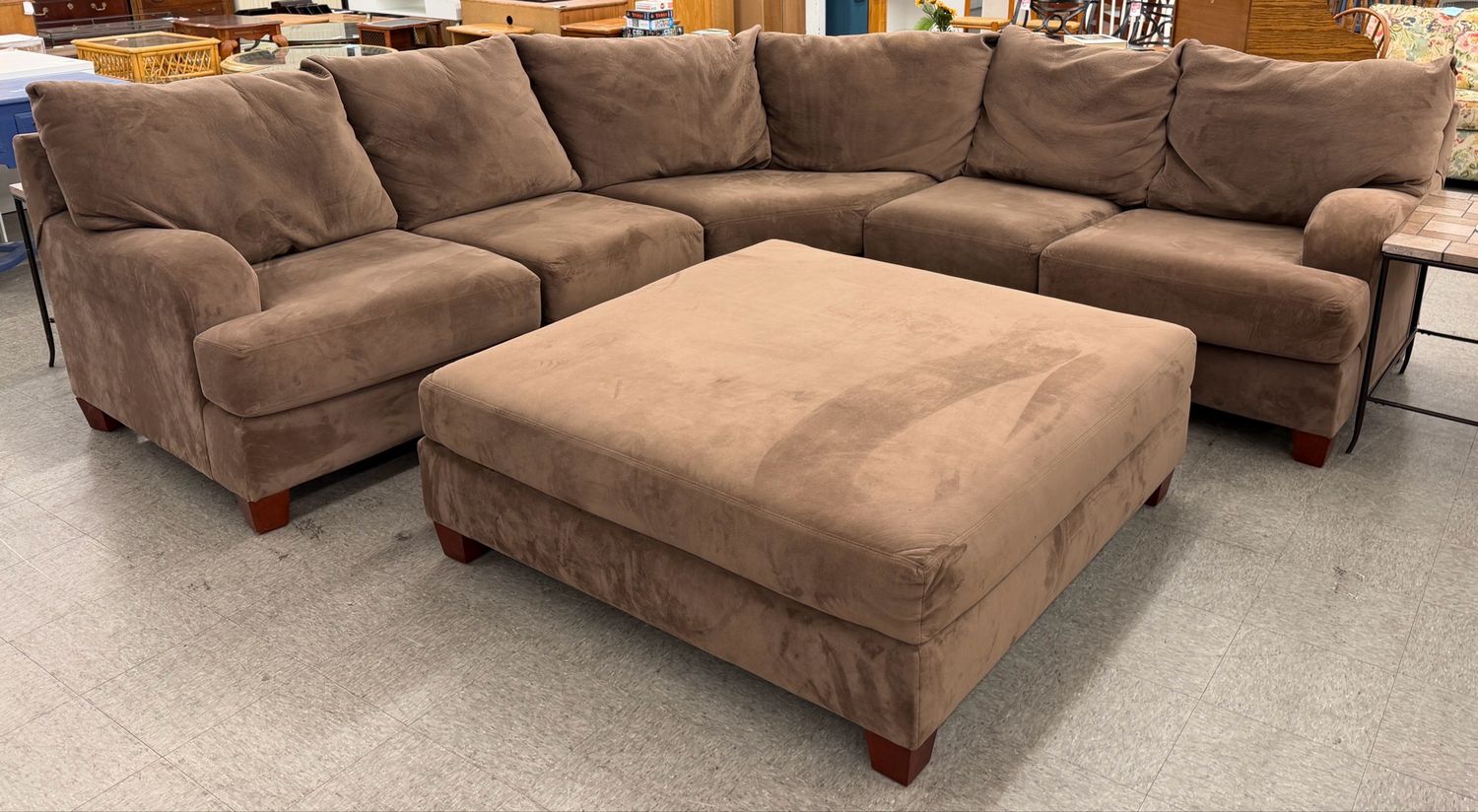 Klaussner Canyon Sectional Sofa + Oversized Ottoman
