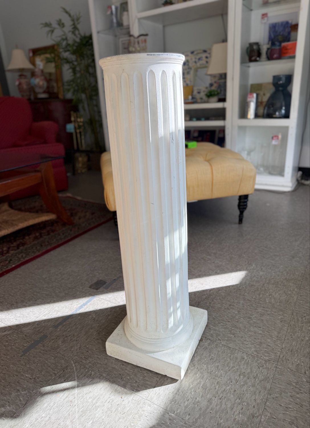 White Plaster Classical Fluted Column Pedestal White Plaster Classical Fluted Column Pedestal