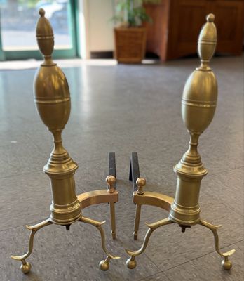 2PC Antique Brass Andirons