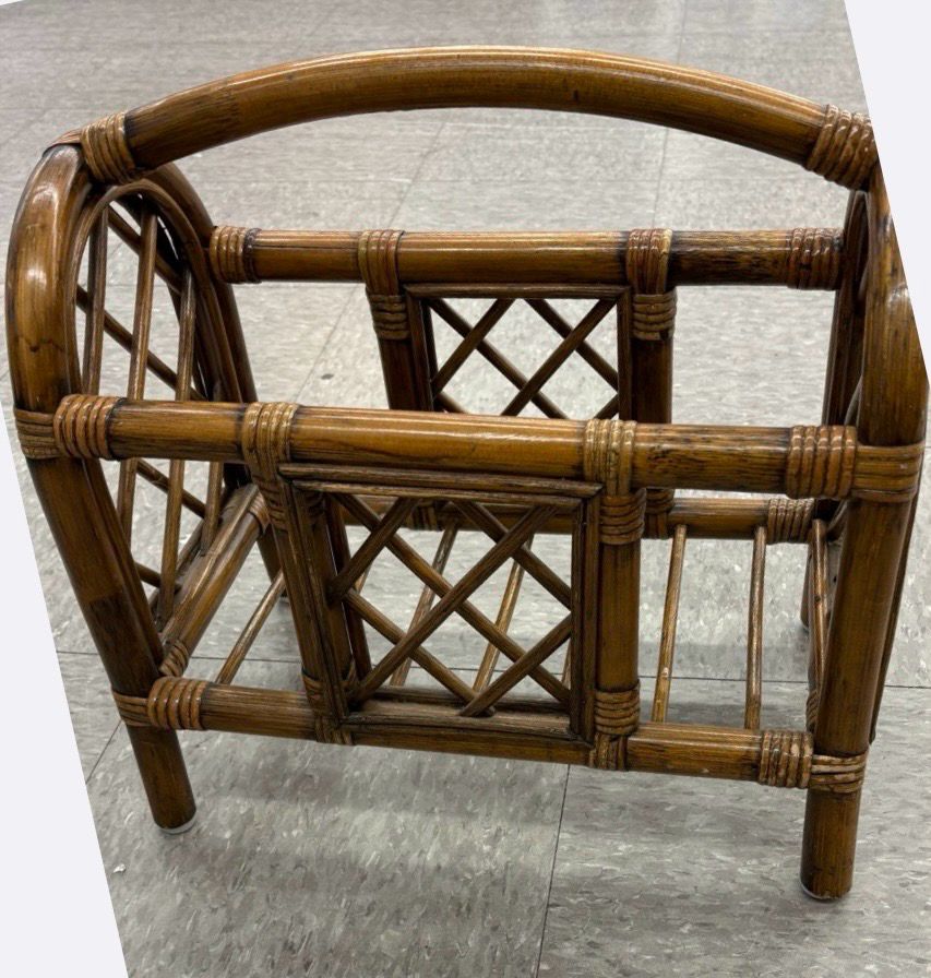 Vintage Rattan + Bamboo Magazine Rack Vintage Rattan + Bamboo Magazine Rack