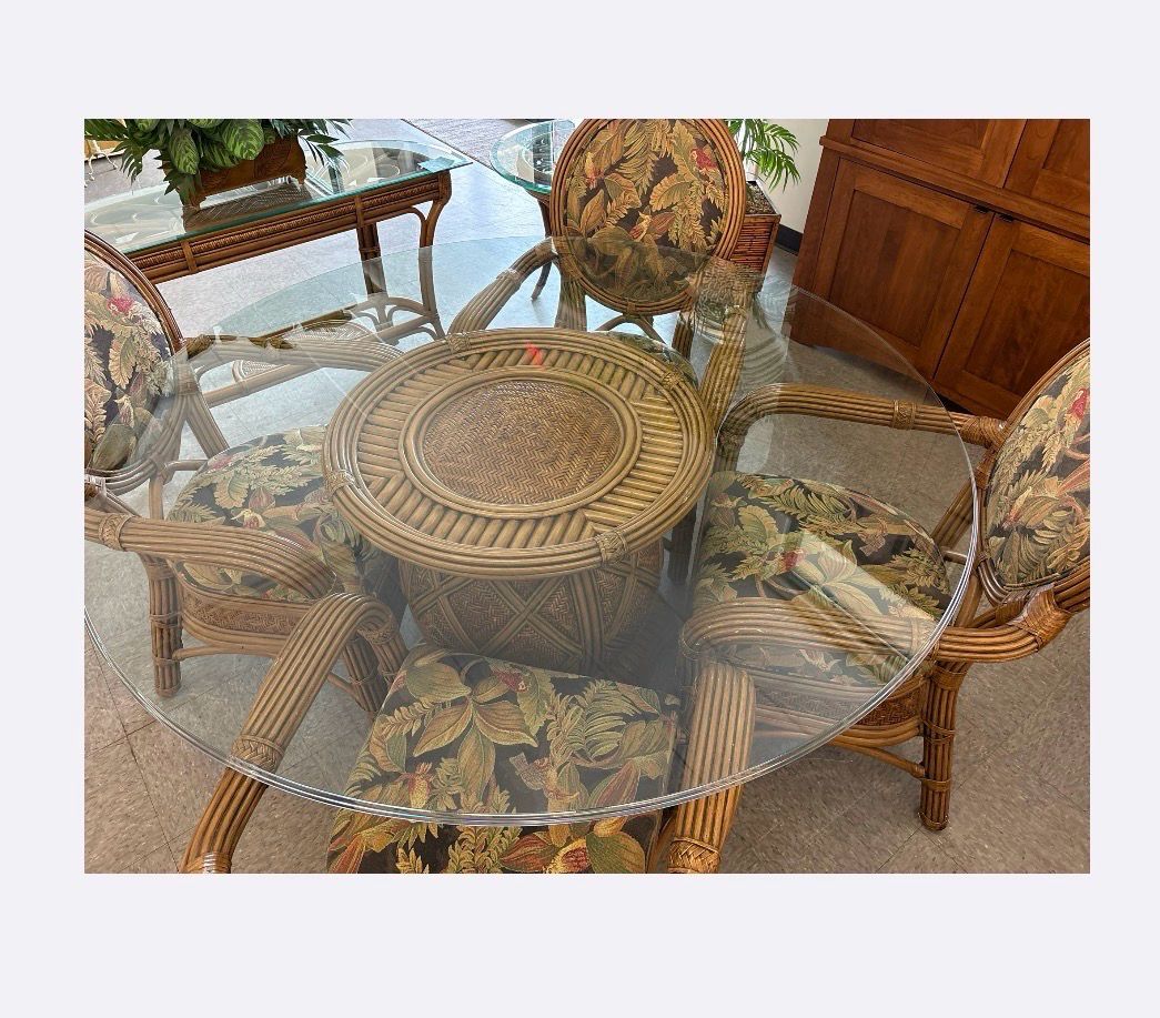 7 PC Split Reed Woven Rattan Dining Set