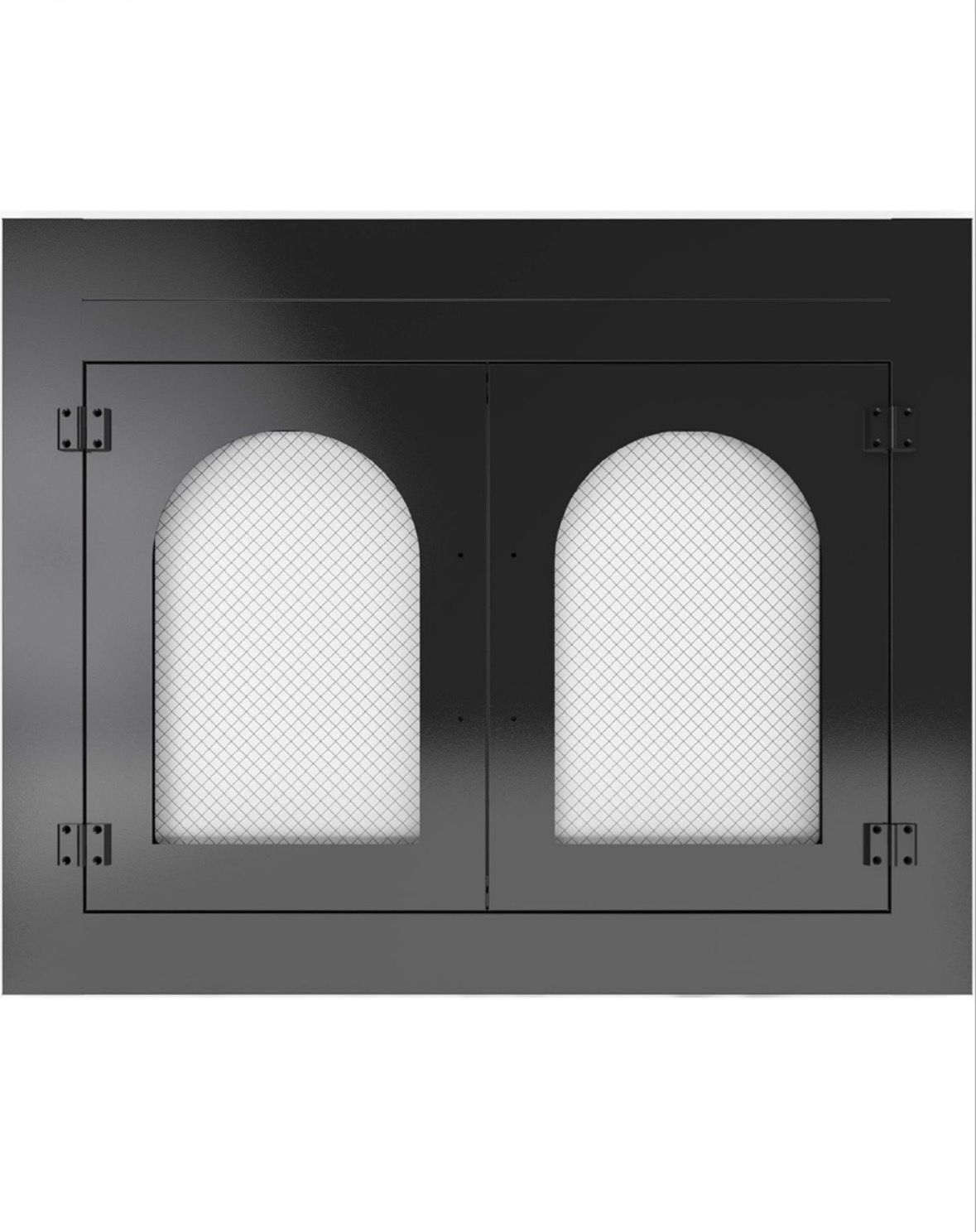 Glass + Iron Mesh Fireplace Door Guard