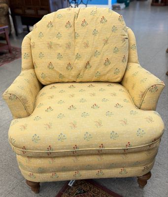 Custom Upholstered Gold Floral Accent Chair Custom Upholstered Gold Floral Accent Chair