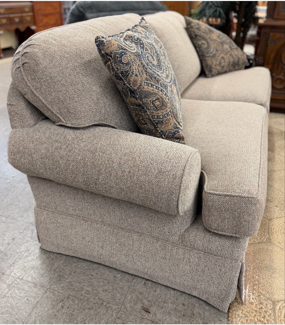 Custom Textured Beige Sofa by Smith Brothers Custom Textured Beige Sofa by Smith Brothers